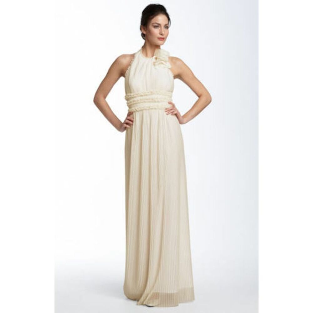 JS COLLECTION Womens Ivory Sleeveless Empire Waist Formal Dress 4